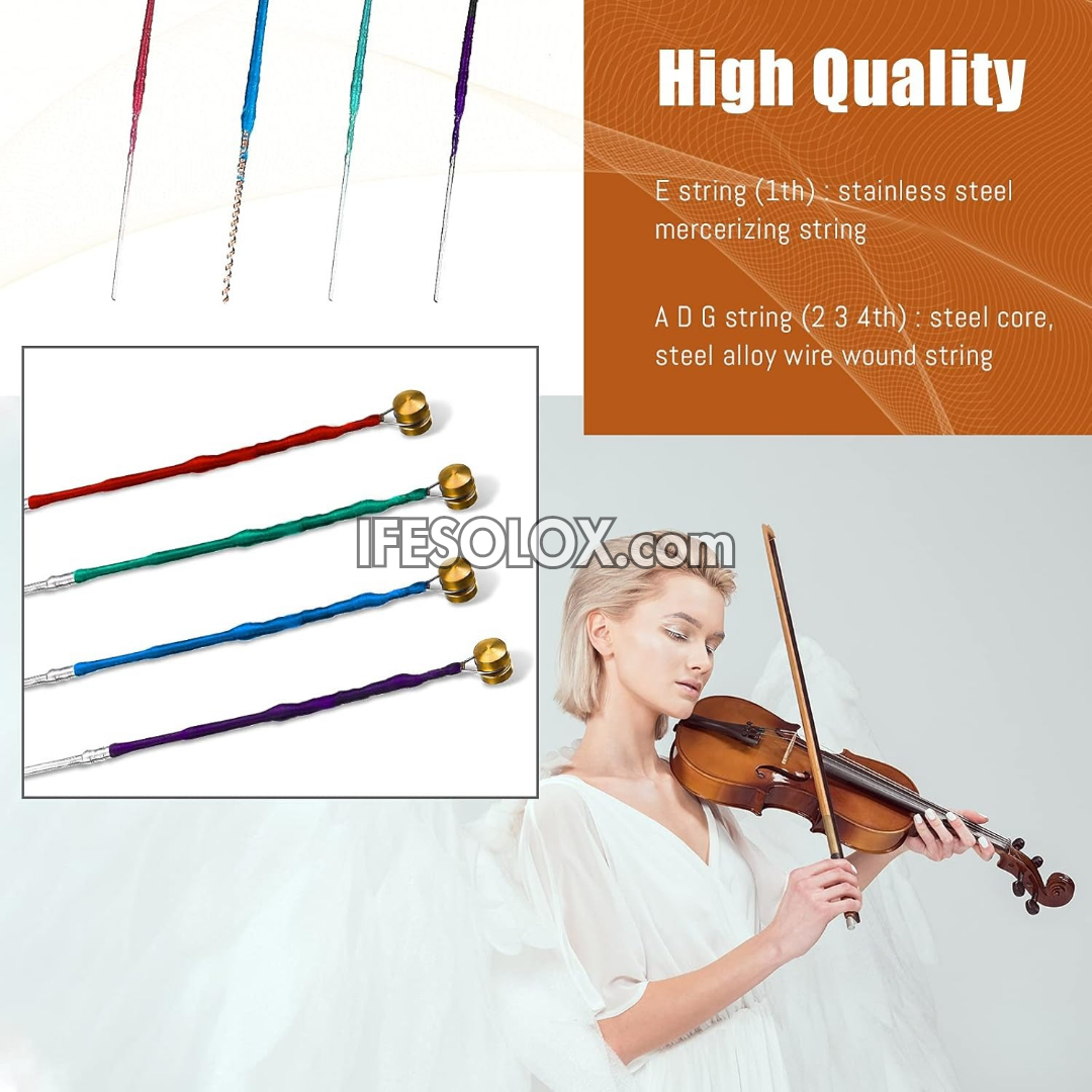 Steel Core Violin Strings Full Set (G-D-A-E) for 1/4, 1/2, 3/4 and 4/4 Violins - Brand New