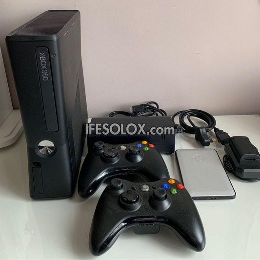 Microsoft XBOX 360 Slim 250GB Game Console Complete Set with 2 Wireless Controller and 30 Titles - Foreign Used