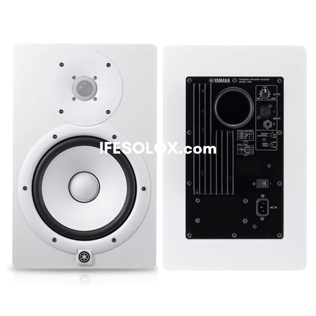 Yamaha HS8 Dual (2-Way) Bass Reflex Bi-amplified Near Field Active Studio Monitors (White) - Brand New