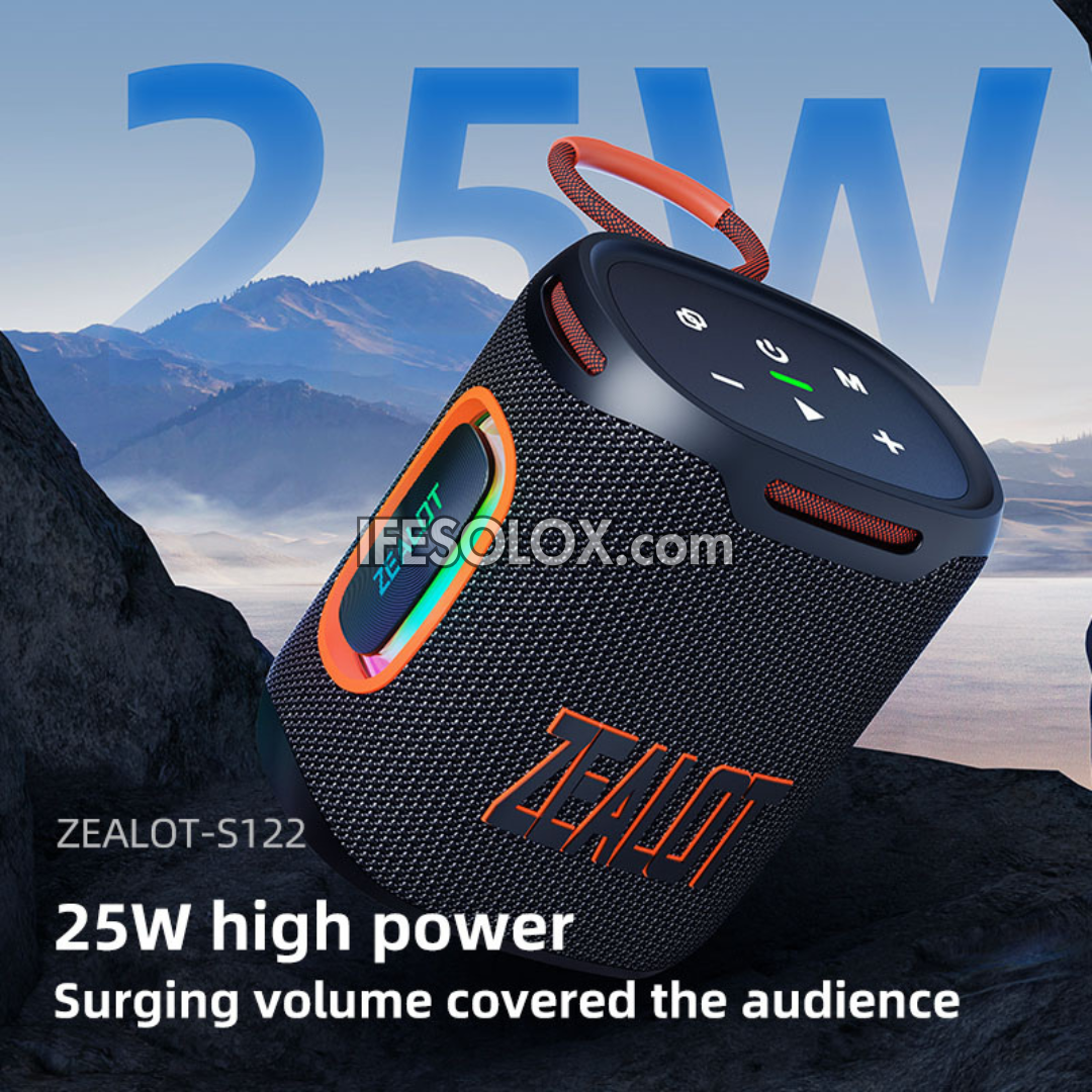 ZEALOT S122 25W Portable Bluetooth MP3 Speaker with 6000mAh, IPX6 Waterproof - Brand New
