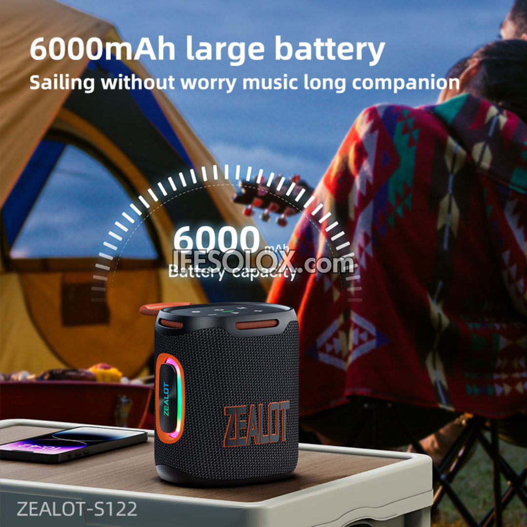 ZEALOT S122 25W Portable Bluetooth MP3 Speaker with 6000mAh, IPX6 Waterproof - Brand New