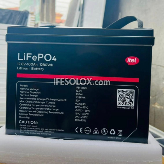 itel 1.28kWh Lithium-ion Battery with 100A, 12.8V Rating (IPB-12100) - Brand New