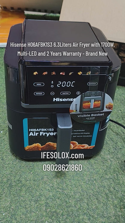 Hisense H06AFBK1S3 6.3Liters Air Fryer with 1700W, Multi-LED and 2 Years Warranty - Brand New
