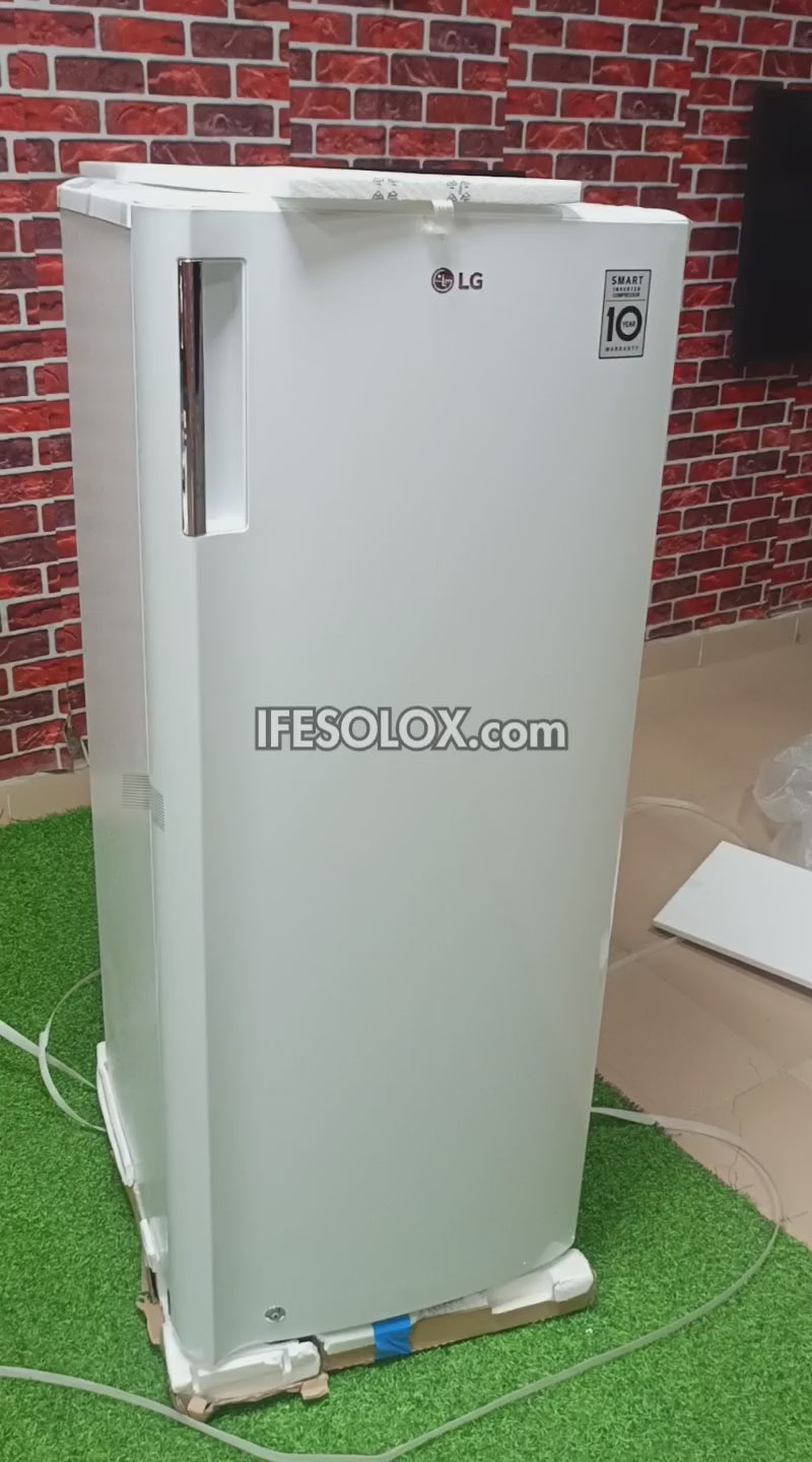 LG GN-304SQ 168L Turbo Freeze Smart Inverter Upright Freezer (White) with Low Voltage Stability - Brand New