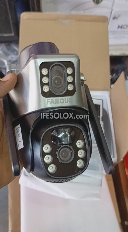 SLX 5MP Dual Lens Solar IP Camera (1 Bullet Camera and 1 PTZ Camera) with WiFi, 4G SIM, Night Vision, Motion Detection and 2-way Audio - Brand New