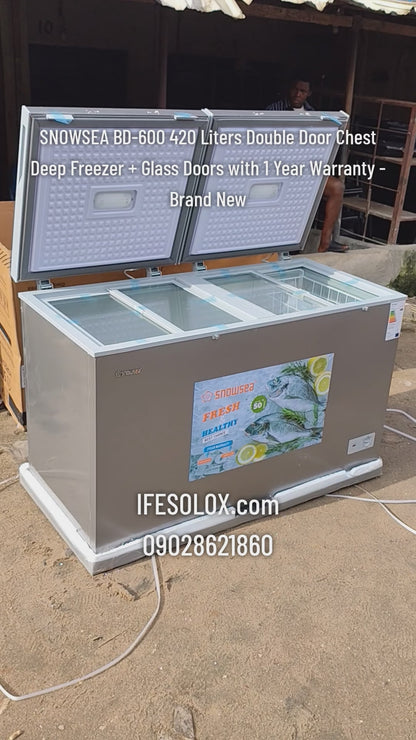 SNOWSEA BD-600 420 Liters Double Door Chest Deep Freezer + Glass Doors with 1 Year Warranty - Brand New