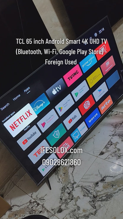 TCL 65 inch 65P8M Android Smart 4K UHD HDR10 TV (Bluetooth, WiFi, Chromecast, Google Play Store) - Foreign Used