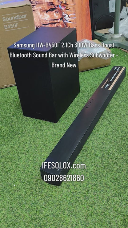 Samsung HW-B450F 2.1Ch 300W Bass Boost Bluetooth Sound Bar with Wireless Subwoofer - Brand New