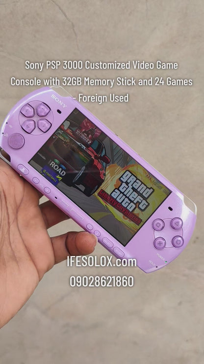 Sony PlayStation Portable PSP 3000 series Brite Game Console with 32GB Memory Stick and 24 Games (Purple) - Foreign Used