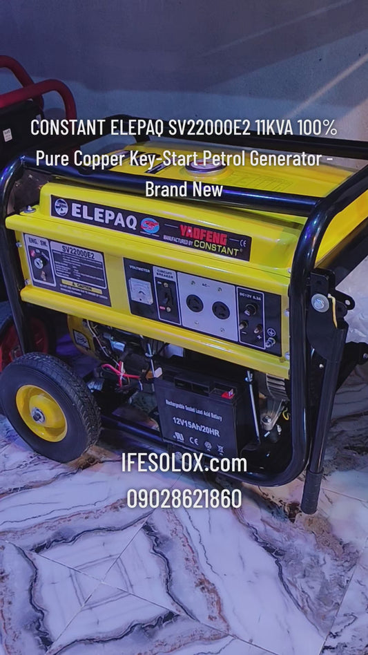 Générateur à essence Constant Elepaq SV22000E2 10KVA 100% cuivre pur, démarrage à clé - Neuf