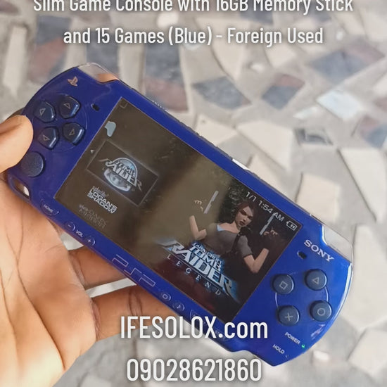 Sony PlayStation Portable PSP 2000 series Slim Game Console with 16GB Memory Stick and 15 Games (Blue) - Foreign Used