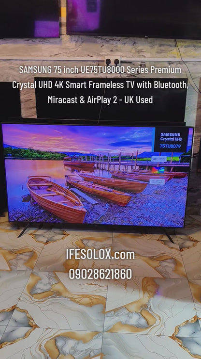 SAMSUNG 75 inch UE75TU8000 Series Premium Crystal UHD 4K Smart Frameless TV with Bluetooth, Miracast & AirPlay 2 - UK Used