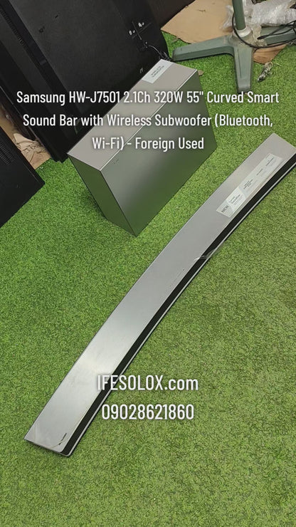 Samsung HW-J7501 2.1Ch 320W 55" Curved Smart Sound Bar with Wireless Subwoofer (Bluetooth, Wi-Fi) - Foreign Used