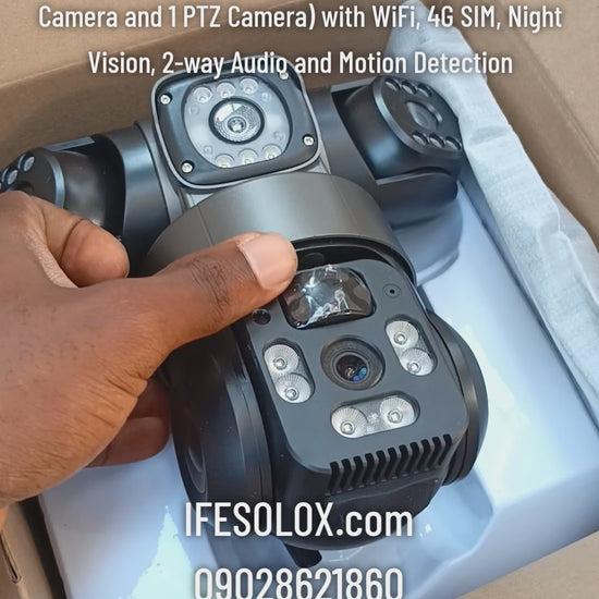 SLX 5MP Triple Lens Solar IP Camera (2 Bullet Camera and 1 PTZ Camera) with WiFi, 4G SIM, Night Vision, 2-way Audio and Motion Detection - Brand New