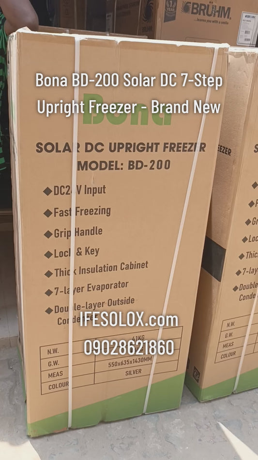 BONA 200-Liters Solar Upright Freezer (BD-200) with AC and DC input - Brand New