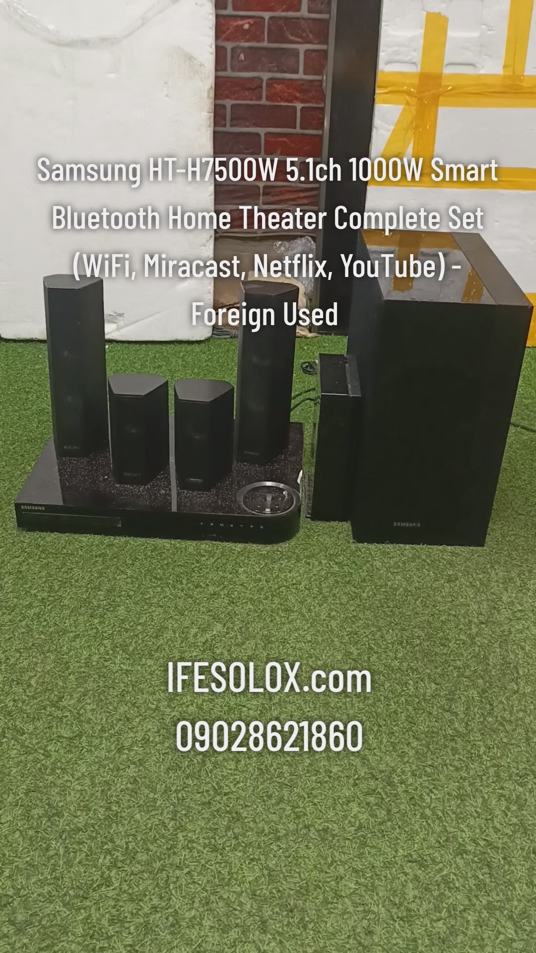 Samsung BULB HT-H7500W 5.1Ch 1000Watts Blu-ray 3D Smart Bluetooth Home Theater Complete Set (WiFi, Miracast, Netflix, YouTube) - Foreign Used