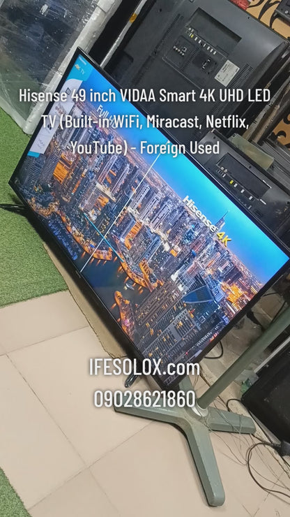 Téléviseur LED 4K UHD intelligent Hisense 49 pouces H49N5500UK VIDAA (Wi-Fi intégré, Miracast, Netflix, YouTube) - Utilisé à l'étranger