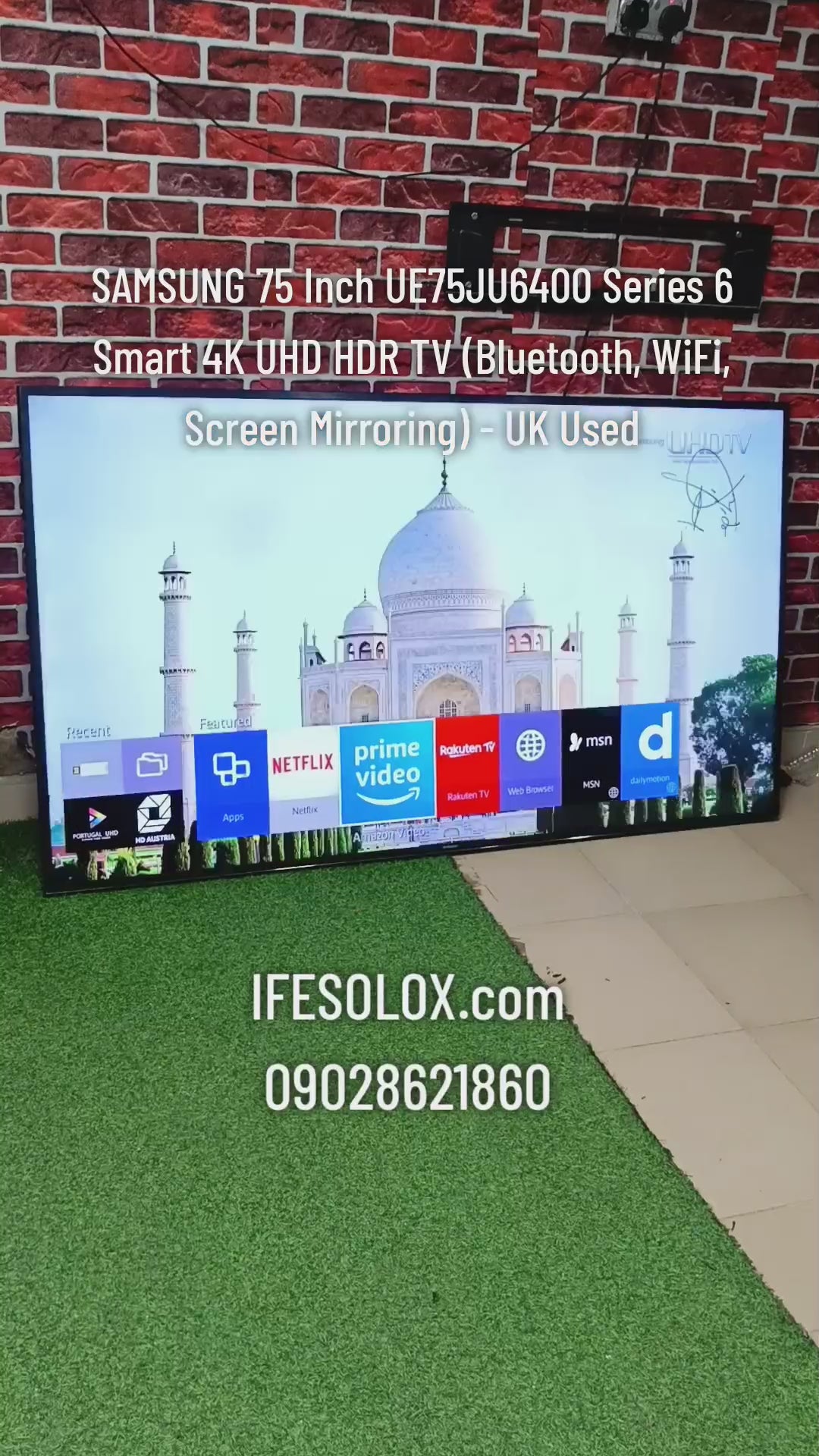 SAMSUNG 75 Inch UE75JU6400 Series 6 Smart 4K UHD HDR TV (Bluetooth, WiFi, Screen Mirroring) - UK Used