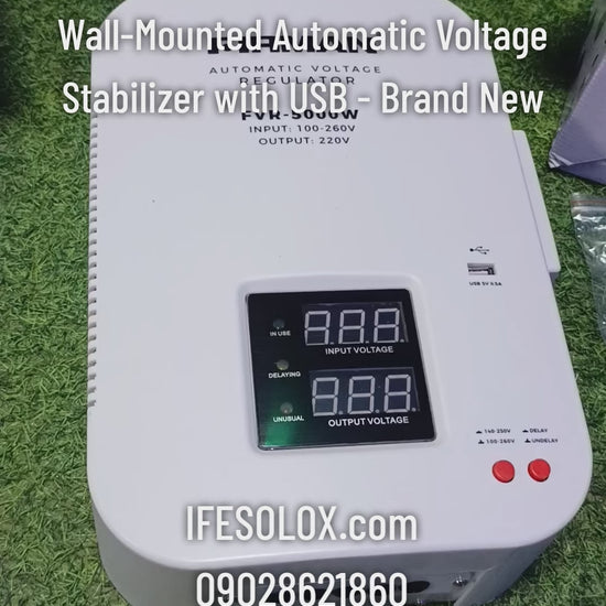 FIRMAN FVR-5000W 5000Watts Wall-Mounted Automatic Voltage Stabilizer with USB - Brand New