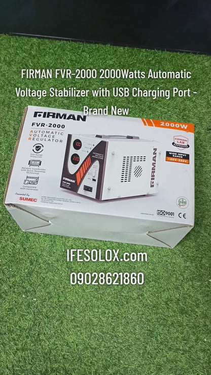 FIRMAN FVR-2000 2000Watts Automatic Voltage Stabilizer with USB Charging Port - Brand New