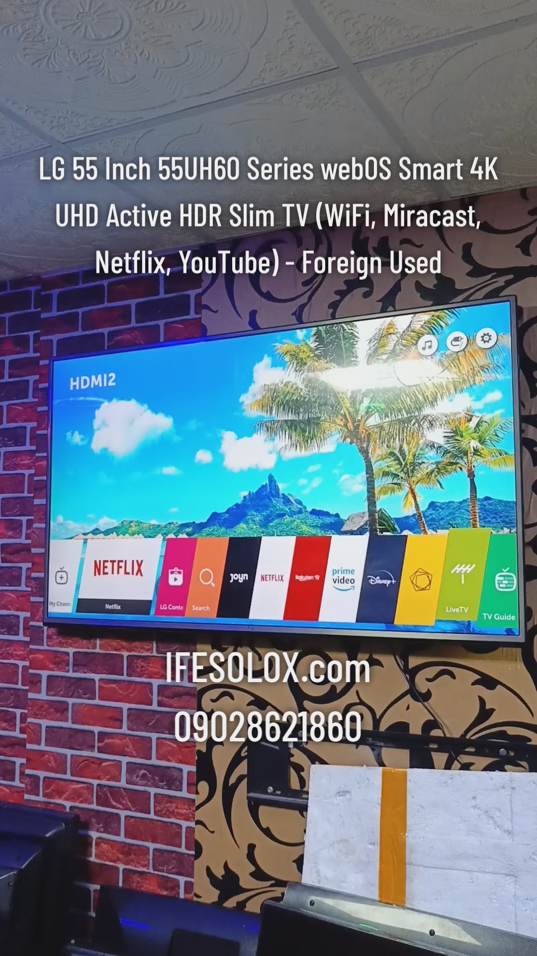 LG 55 Inch 55UH603 Series webOS Smart 4K UHD Active HDR TV (WiFi, Miracast, Netflix, YouTube) - Foreign Used