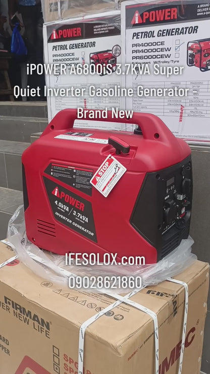 iPOWER A6800iS 3.7KVA Super Quiet Inverter Gasoline Generator - Brand New