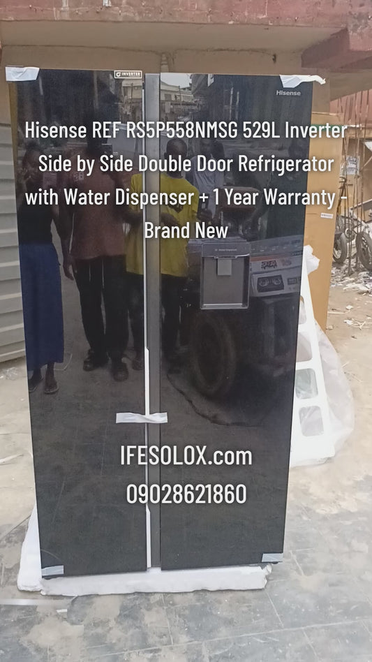 Hisense RS5P558NMSG 529L Inverter Side by Side Double Door Refrigerator with Water Dispenser + 1 Year Warranty - Brand New