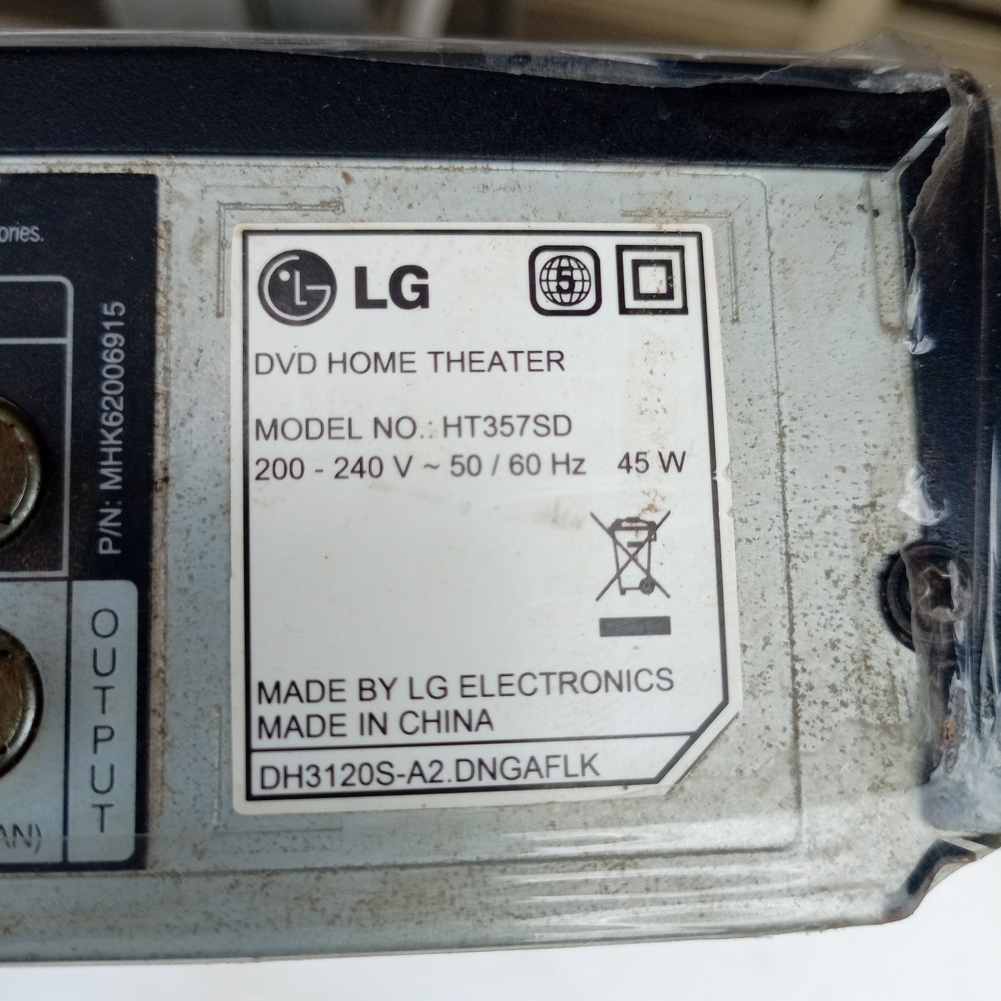LG HT357SD 300Watts DVD Home Theater Machine Head - Model number Sticker