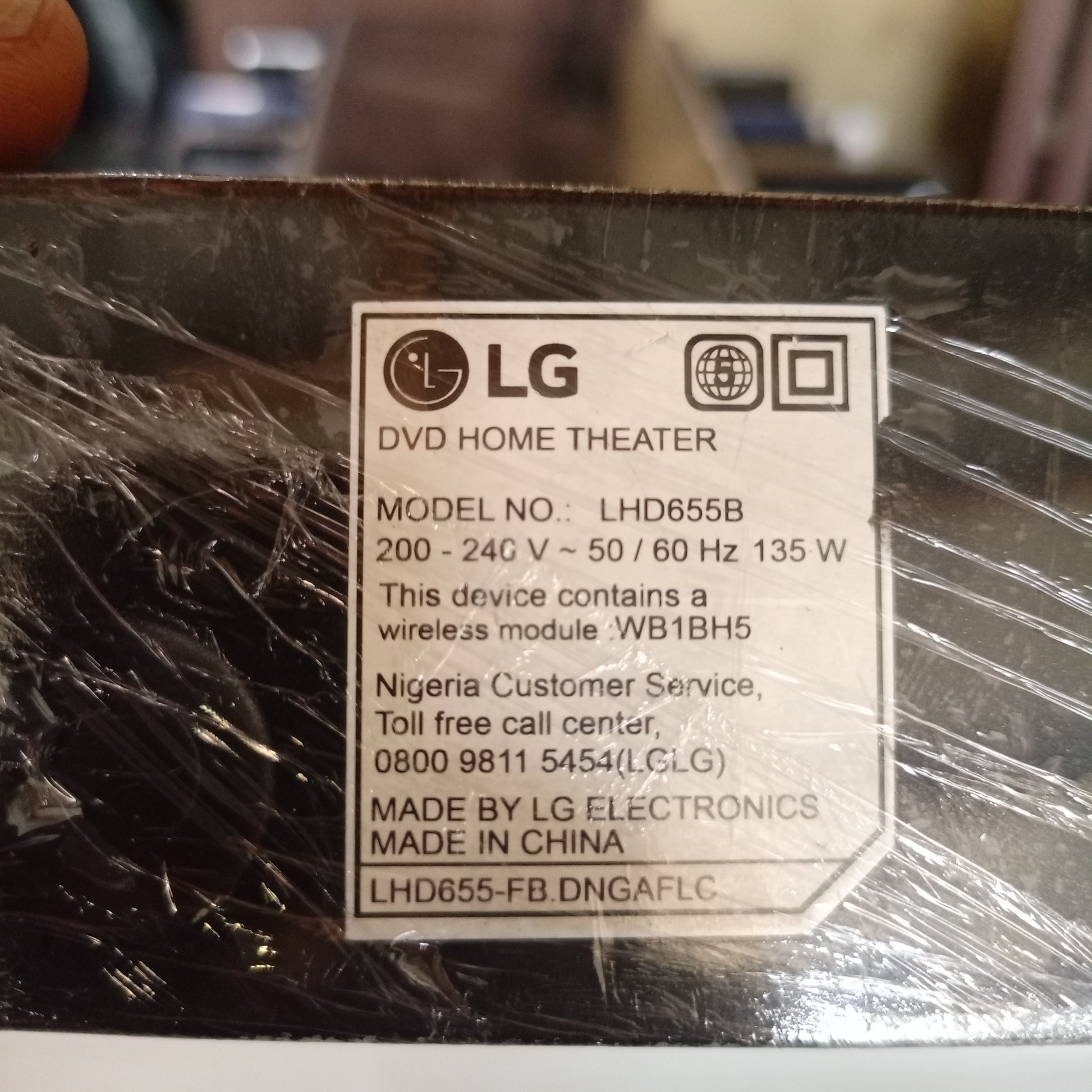 LG LHD655B 5.1Ch 1000Watts Bluetooth DVD Home Theater Machine Head - Model sticker