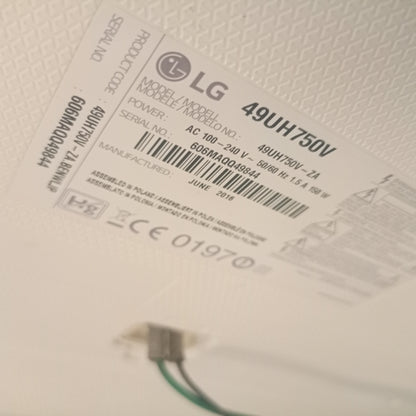 LG 49 Inch 49UH75 webOS 4K UHD IPS Smart LED TV - Model sticker 