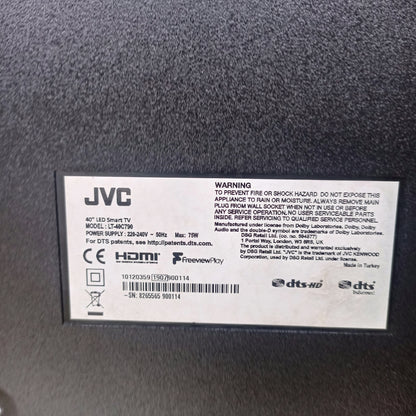 JVC 40 Inch LT-40C790 Built-in WiFi Smart Full HD LED TV + Netflix, YouTube - model number sticker