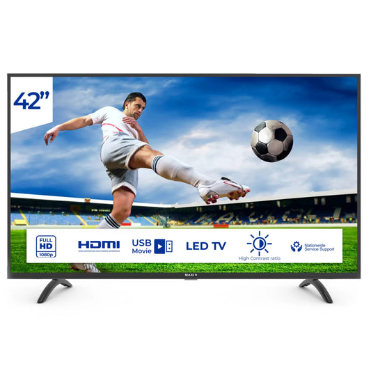 Maxi 42 Inch 42D2010 Widescreen HD LED TV Front View - Brand New