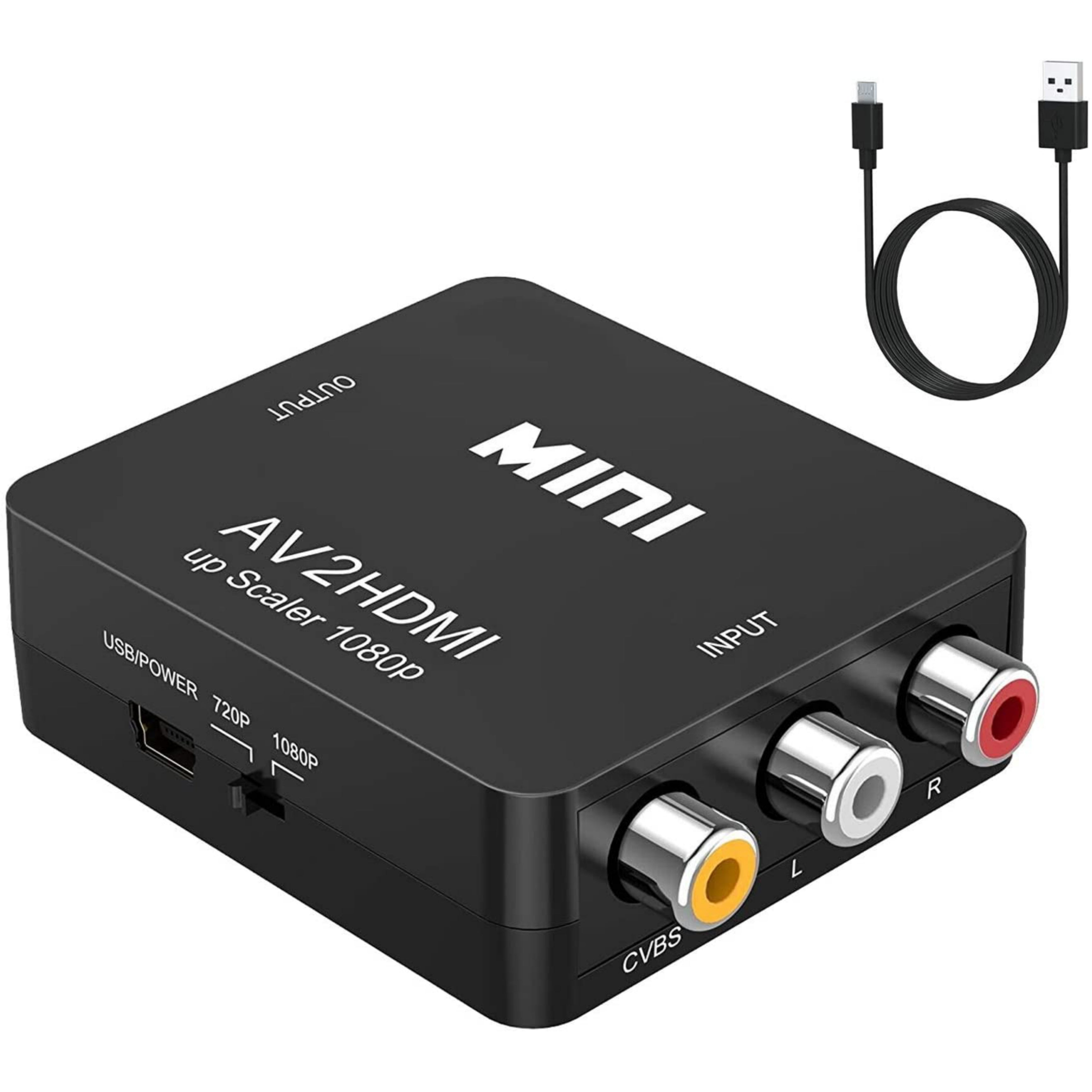 Composite AV To HDMI (AV2HDMI), Composite AV Input to HDMI Output Adapter  Converter - Brand New