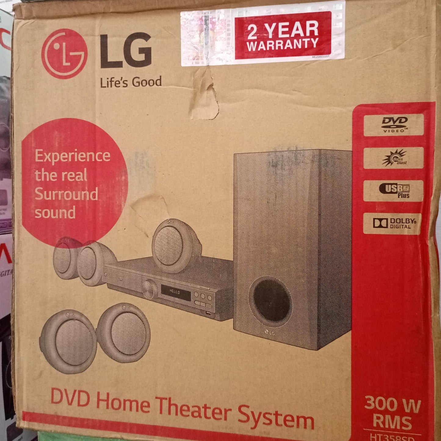 LG HT358SD (Original) 5.1Ch DVD/CD 300W Home Theater + 2 Years Warranty - Brand New