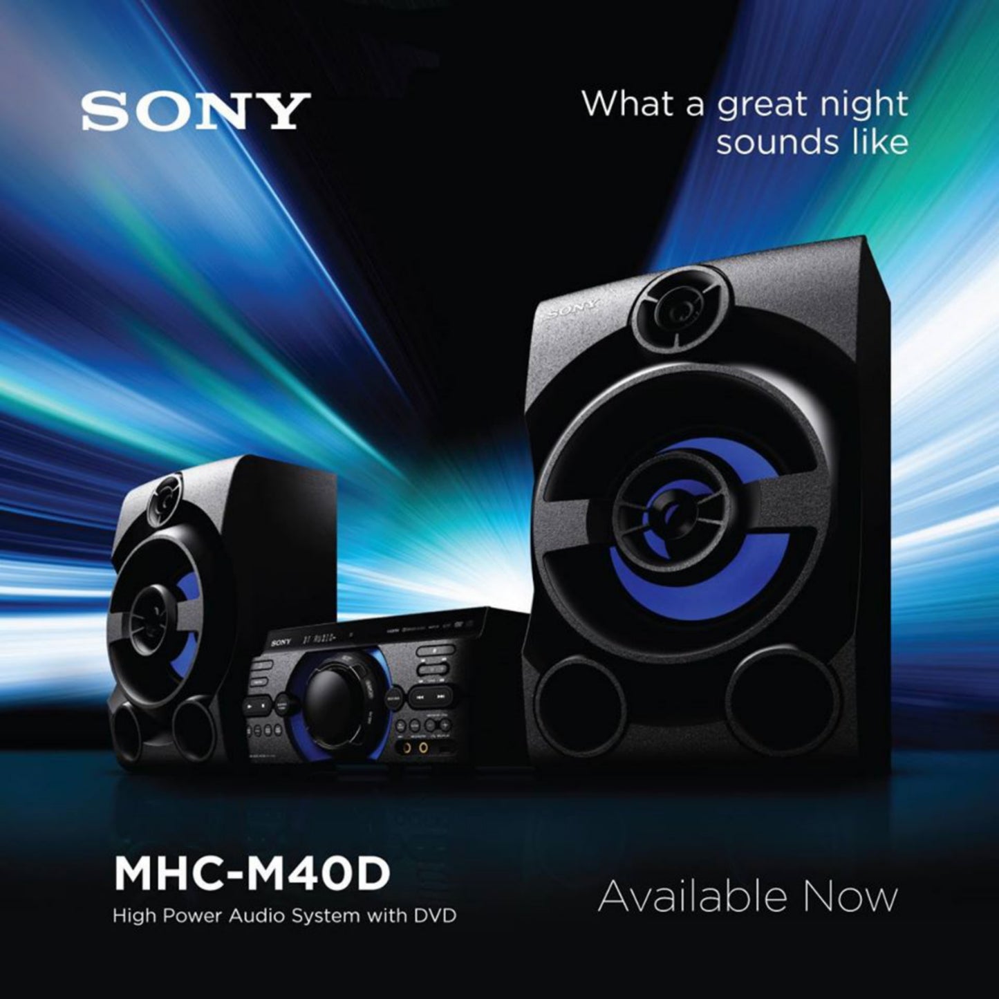 Sony MHC-M40D High Power Audio System with DVD, USB, Bluetooth - Brand New