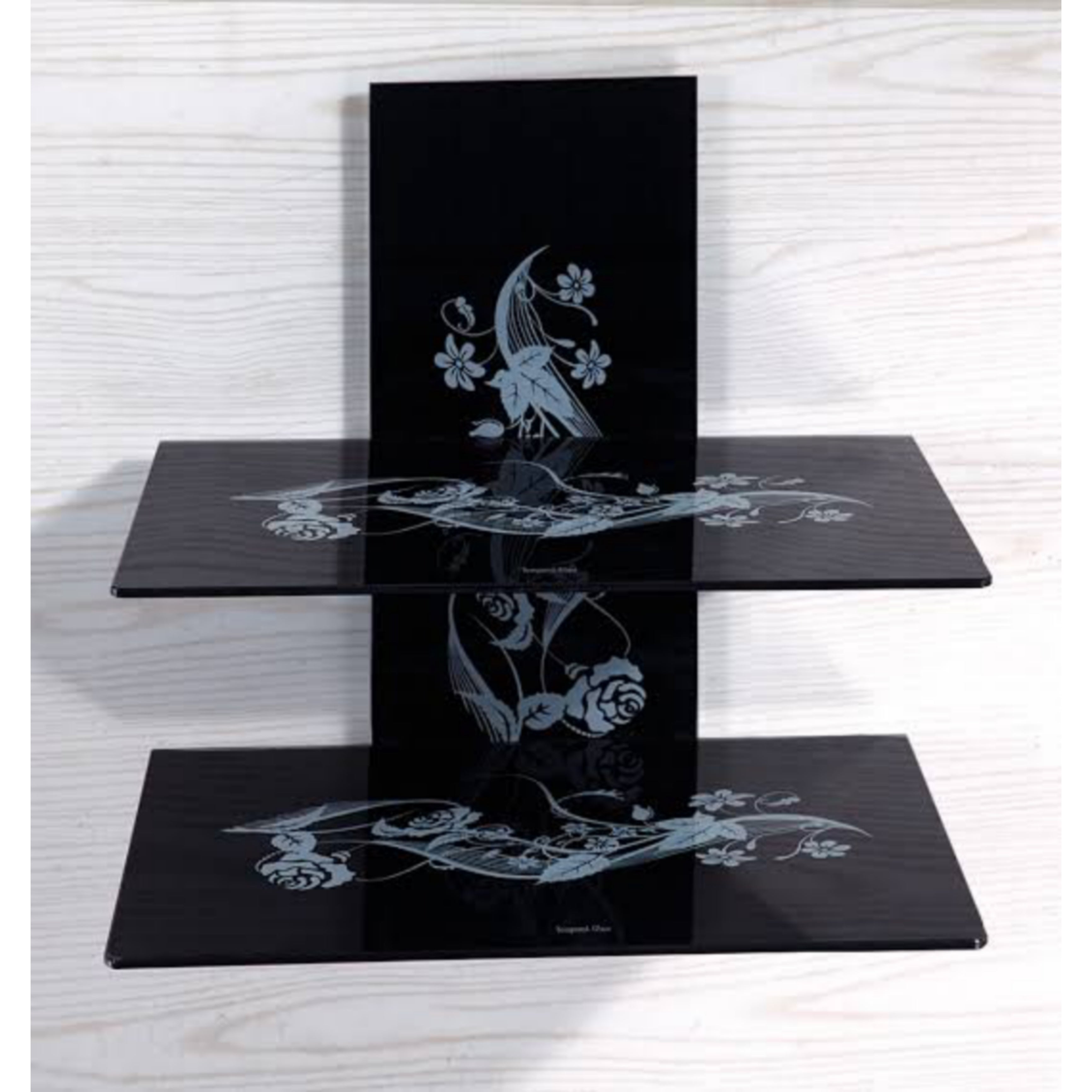 Double Layer Patterned Glass Wall Shelf Designed For DVD, Decoder, And ...