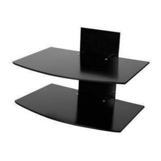 Double Layer Glass Wall Shelf For DVD, Decoder, Android Box, Router - Brand New
