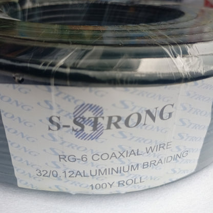 S-STRONG RG6 100 Yards COAXIAL CABLE + 32/0.12 Aluminium Braiding