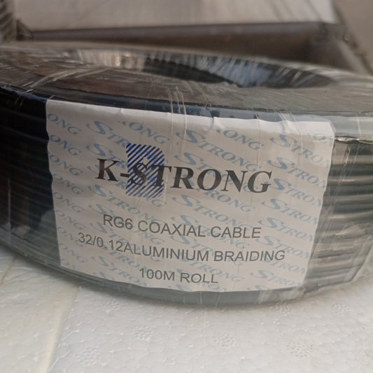 K-STRONG RG6 100 Yards COAXIAL CABLE + 32/0.12 Aluminium Braiding