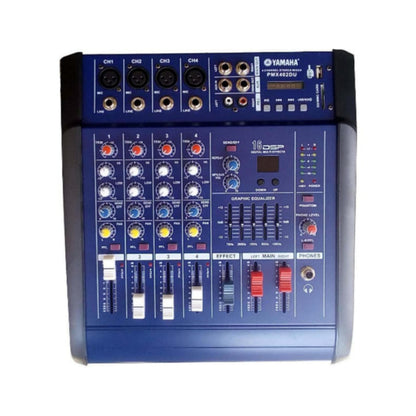 Yamaha PMX402DU 4-Channel Powered Mixer With Built-in Amplifier, BlueTooth, USB, DSP Effects And Phantom Light - Front View