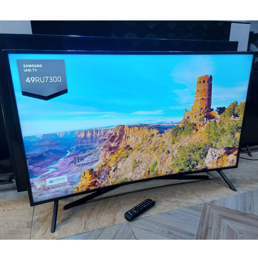 SAMSUNG 49 Inch RU7300 Series Curve UHD 4K HDR Apple TV with Miracast and AirPlay 2 Support - UK Used