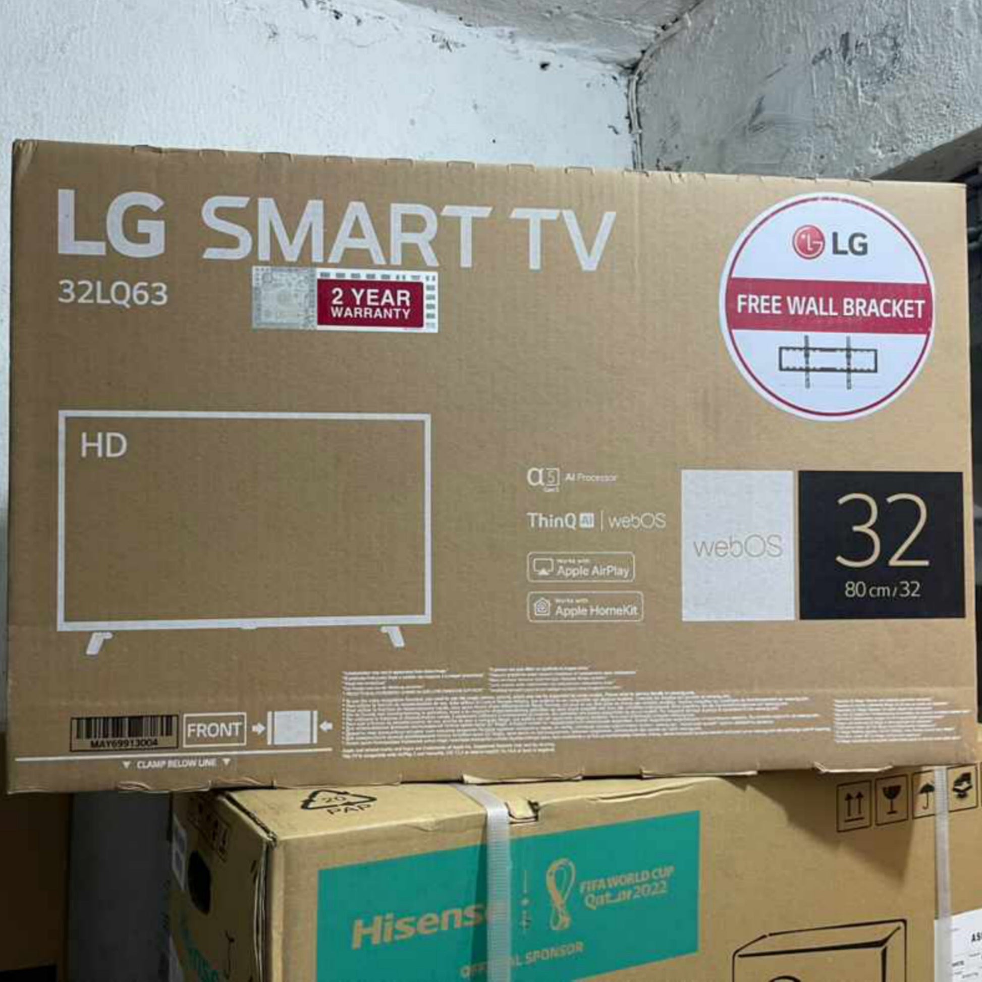 LG 32 Inch 32LQ630 2022 AI Thinq webOS Smart Full HD Satellite LED TV + 2 Years Warranty (Free Wall Mount) - Carton View 