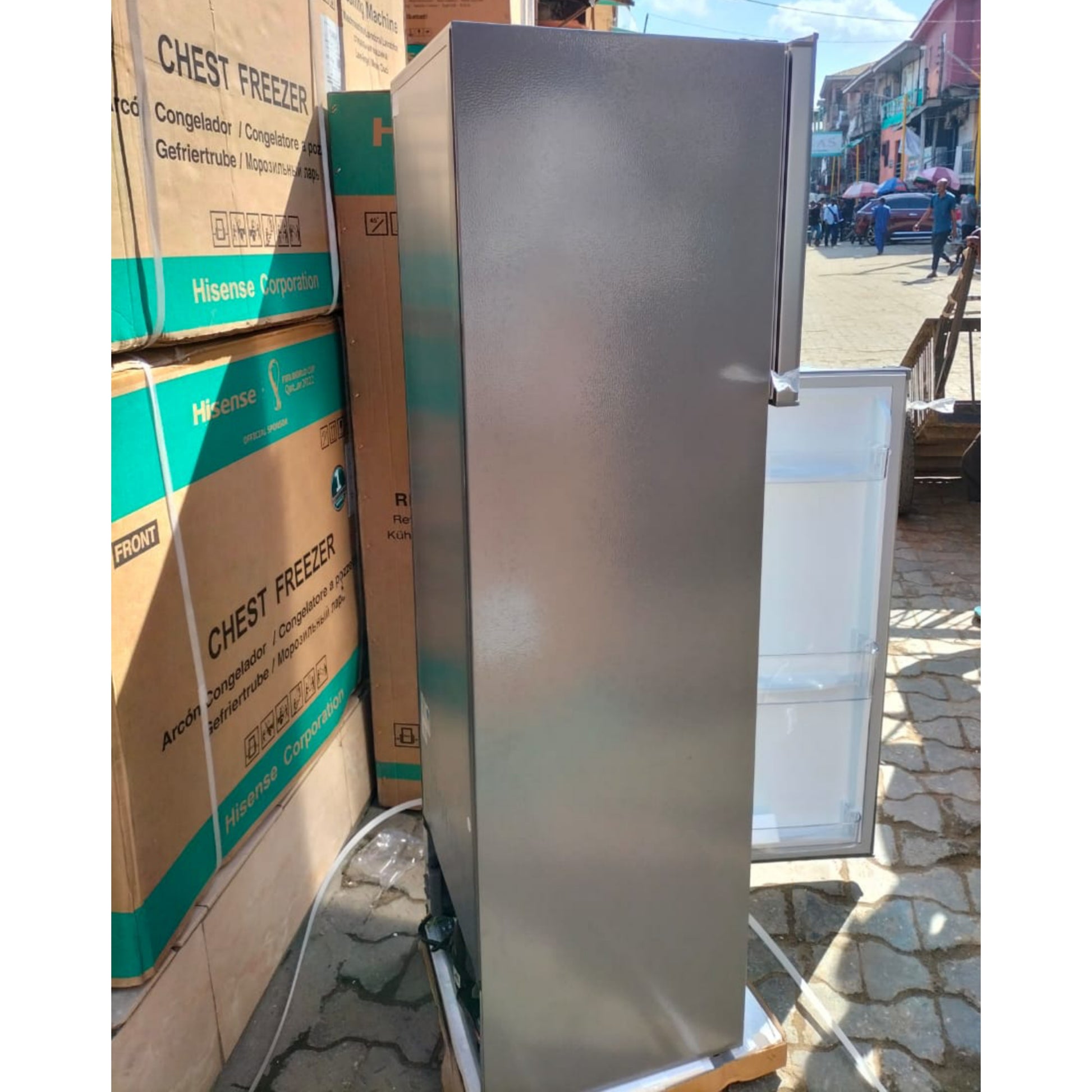 Hisense REF212DR 161L Double Door Top-Freezer Refrigerator (Side View) - Brand New