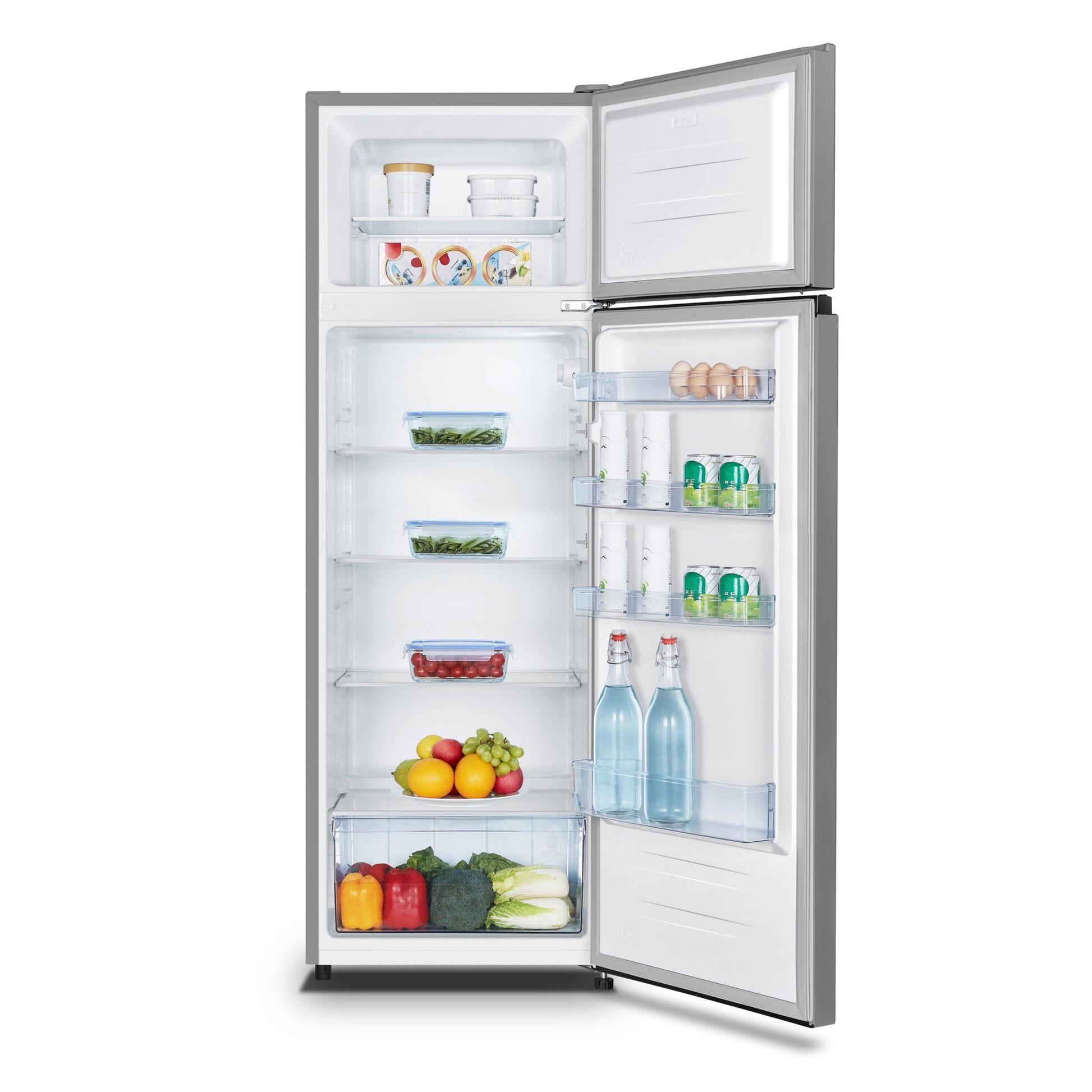 Hisense REF240DR 240L Double Door Top-Freezer Refrigerator + Defrost (Loaded view) - Brand New